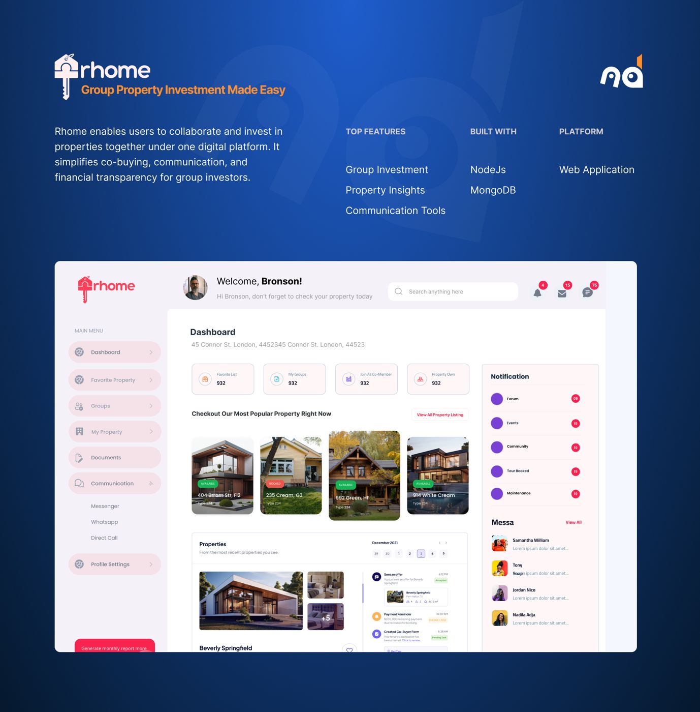 Rhome — real estate listing portal